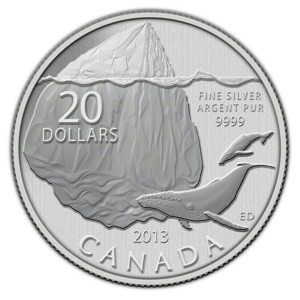 1 4 oz 2013 Iceberg and Whale 20 for 20 Silver Coin Richardson